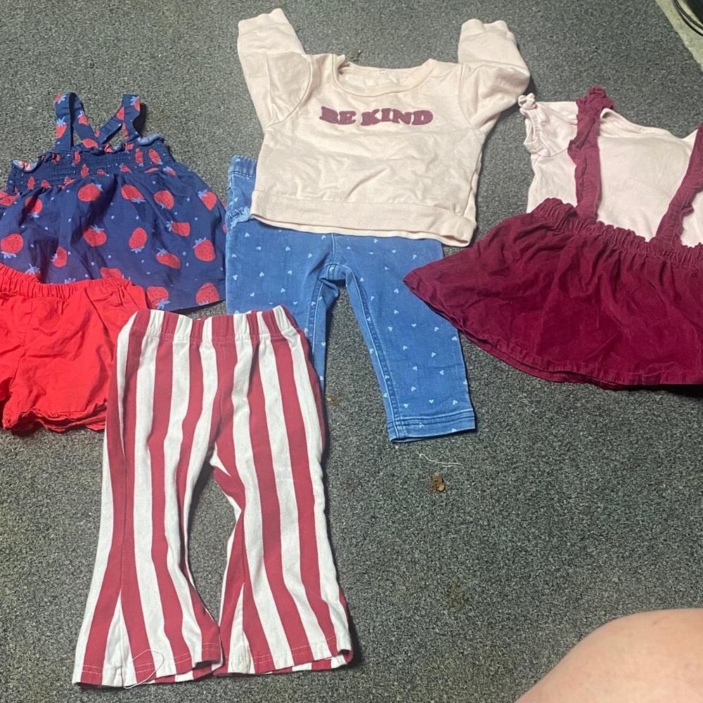 little Girls Mixed Clothing Lot - Red, Pink, Blue Pieces